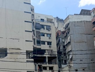 A strike on a building in Basta, Lebanon. Photo by Public Works Studio